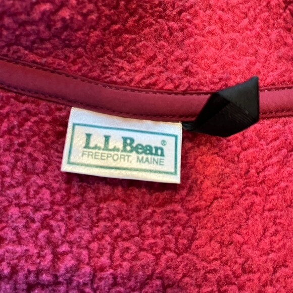 L.L. Bean Red Burgundy Fleece Full Zip Jacket Outdoors Camping Cozy Winter - Picture 6 of 8